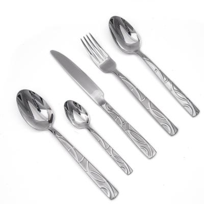 China 18/10 18/8 Sustainable SUS 304 Stainless Steel Nice Satin Finish Stainless Steel Flatware Flatware Set With Custom Logo for sale