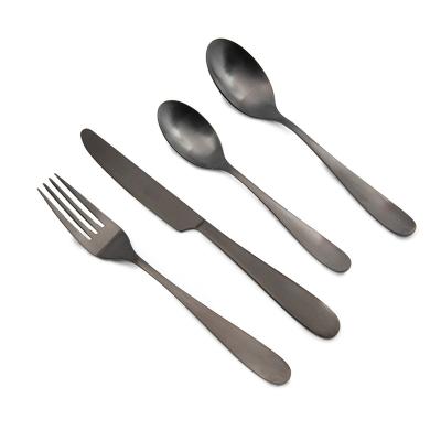 China Amazon Viable Success Wholesale High Quality Black Stainless Steel Cutlery Set for sale