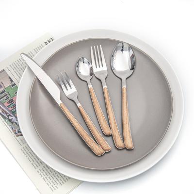 China Viable Professional Wholesale Colored Plastic Flatware Handle Cutlery 5pcs Set Spoon Fork Knife for sale