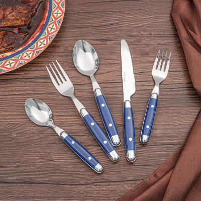 China Sustainable Plastic handle stainless steel tumble/vibro polished cutlery flatware for sale