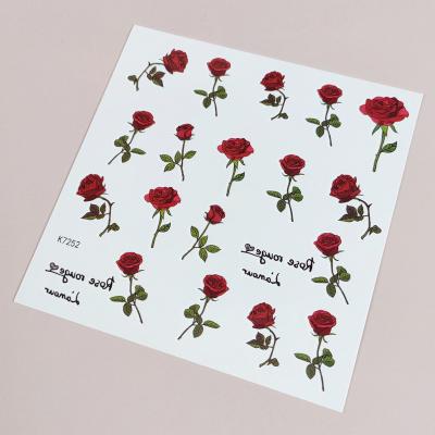 China Flower Rose Flower Tattoo Sticker Water Transfer Body Art Temporary Floral Temporary Tattoos Safe Non-Toxic Stickers for sale