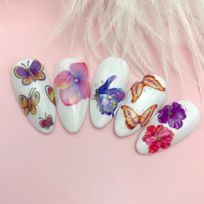 China 2D Temporary Nail Sticker Butterfly Water Transfer Fashion Floral Nail Arts Polish Stickers Water Transfer Decal Adhesive Nail Decals for sale