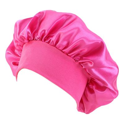 China 2022 Solid Color Eco-friendly Wholesale Custom Satin Night Sleep Hood Hat Single Layer Hair Hat Printed Kids Satin Silk Hood for sale