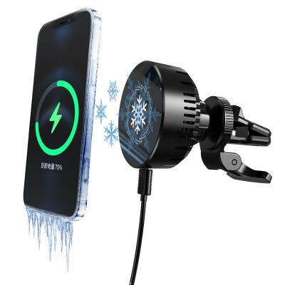 China For Iphone 2022 New Arrivals 15W Magnetic Refrigeration Car Wireless Charger For iPhone 12/13 With Fan for sale