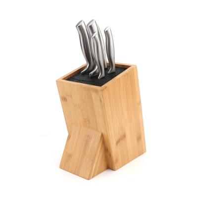 China Two-Tier Slotless Safe Storage Stocked For Large And Small Knife Block Detachable Bamboo Universal Knife Organizer Knife And Utensils for sale