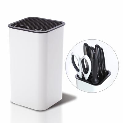 China Amazon Hot Sale Universal Plastic Stocked Knife Block Stand With Slots For Scissors And Sharpening Rod Knife Standing Storage St for sale