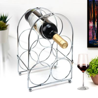 China Nordic Style Table Top 5 Bottle Metal Wine Rack Contemporary Style Metal Wine Bottle Storage Rack Wine Bottle Display Rack for sale