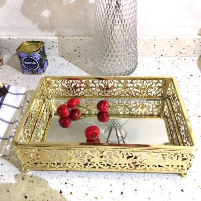 China Wholesale Viable Table Mirror Tray Glass Home Decorative Serving Decorative Mirror Tray For Wedding Party for sale