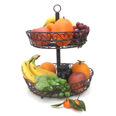 China Sustainable 2 Tier Fruit And Vegetable Wire Basket For Home And Kitchen Organizer for sale