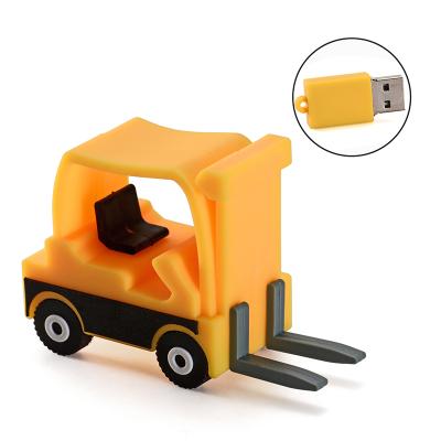 China Yellow Pen Drive 4GB 8GB 16GB 32GB 64GB Flash Memory Stick PVC JASTER Cartoon Forklift USB Drives for sale