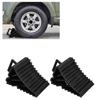 China ABS 2PCS Car Wheel Stop Skid Stopper Rubber Triangle Wheel Ramp Stop Block Slider Rubber Wheel For Car Trailer Truck Camper for sale