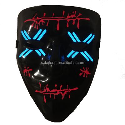 China 2022 Glow 3D LED Auto Flashing Light Up EL Wired Halloween Mask Carnival Music Bar Party Dance Masks for sale