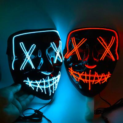 China Halloween Mask LED Halloween Glowing In Dark EL Wire Luminous Mask For DJ Cosplay Party Nightclub Costume Masks Halloween Neon Props for sale