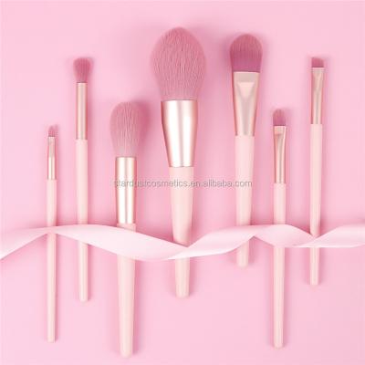 China Angular Blush Private Label 7pcs Wooden Handle 12pcs Professional Makeup Brush Set Beauty Brush With Package for sale