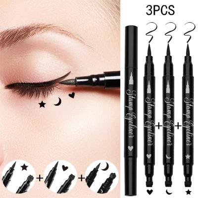 China Private label waterproof cosmetics eye makeup eyeliner black and start heart and moon shape eyeliner stamp 3 in 1 for sale