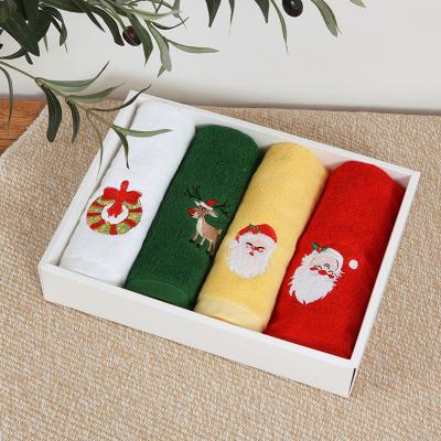 China Agriculture Factory Wholesale 4pcs Towel Set Christmas Gift Set Christmas Home Decoration Cheap Promotional Towel For Hair And Hand for sale