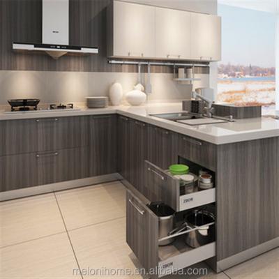 China Modern Selling Well Wood Veneer Cabinet Prices, Modern Style Wood Veneer Kitchen, Kitchen Covered Cupboard for sale