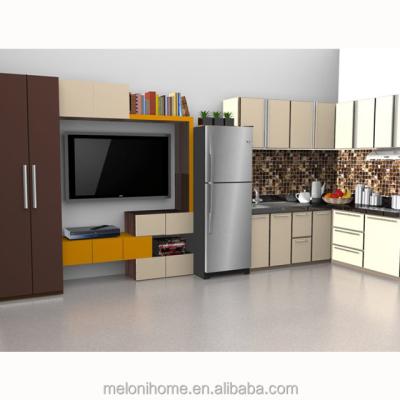 China Small modern apartment sideboard idea, small kitchen L-shaped image, melamine furniture for sale