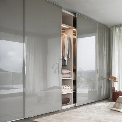 China Adjustable Modern Bedroom Furniture Simple Design Sliding Door Glass Wardrobe (Other) for sale