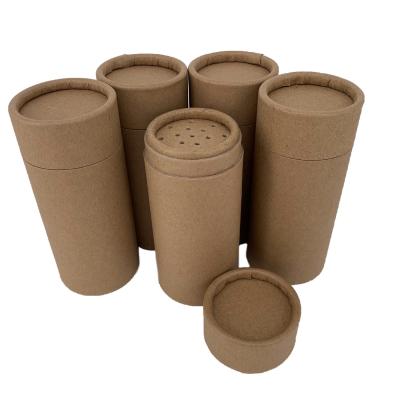 China Recycled Materials Empty Zero Waste Paper Tube Packing 100% Recycled Bulk Cardboard Recycled Tube Paper Powder Shaker Container for sale