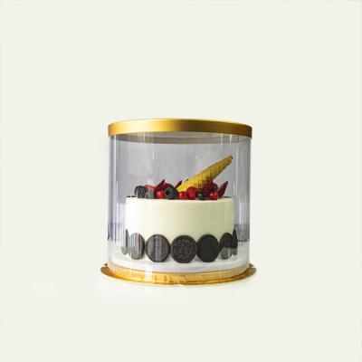 China Low MOQ Recyclable Bespoke Clear Empty Round Cake Box Supplier Paper Hot Stamping Lid And Bottom Clear Window Round Cake Box for sale