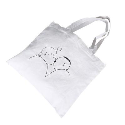 China Eco-friendly fashion cotton canvas tote bag white organic creative logo printed ladies canvas fabric shopping bag for sale