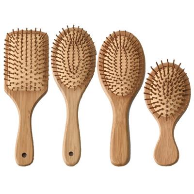 China Eco-friendly Biodegradable Wooden Wide Anti-static Natural Bamboo Head Comb Home Tooth Scalp Hair Brush Air Cushion Massager for sale