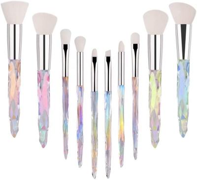 China Angular Blush Wholesale Professional Glitter Eyeshadow Base 10pcs Cosmetic Crystal Makeup Brush Set With Custom Logo for sale