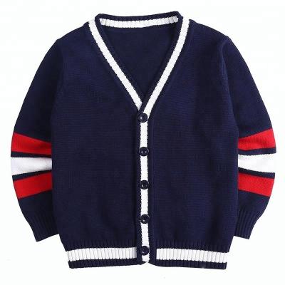 China Long Sleeve Breathable School Uniform Cardigan , Navy Blue Sweater For School for sale