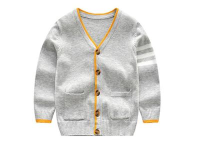 China Custom Knitted Boys Cardigan Sweater Stripes Pattern Type Breathable Featuring for sale