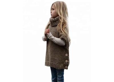 China Turtleneck Kids Knit Sweater Heavy Knitting Girls Thick Vest Pullover Dark Green for sale