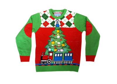 China Men Ugly Vintage Green Merry Xmas Sweater Pullover With Led - Light for sale