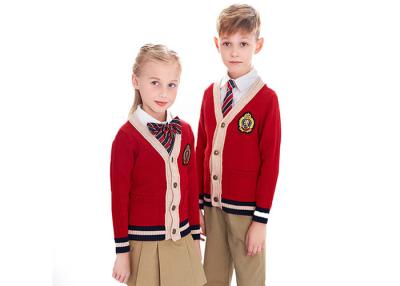 China V Neck Long Sleeve School Uniform Sweaters 110cm - 170cm Size With Skirt for sale