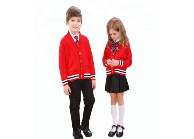 China Elegant Kids School Uniforms Cardigan , Girls Uniform Sweater With Skirt Pattern for sale