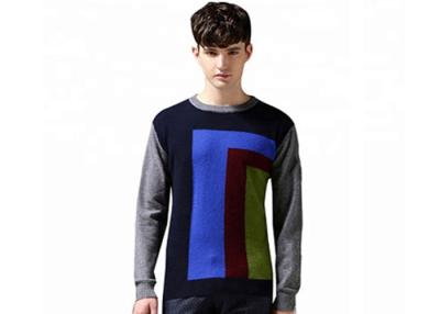 China Spring Mens Cotton Pullover 12 Gauge Crew Neck Intarsia Patterns Colourful Jumper for sale