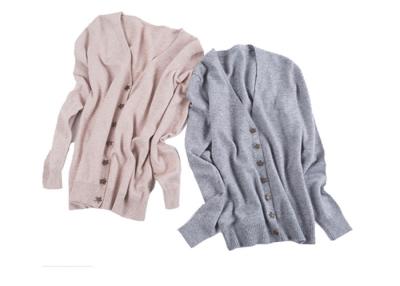 China V Neck Pure Cashmere Sweaters Cardigan Soft Plain Knitted Tight Body Shape for sale