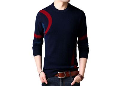 China Rib Knitted Pure Cashmere Sweaters Round Collar Long Sleeve Stripe Type for sale