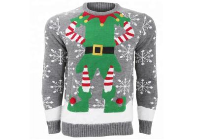 China Mens Novelty Elf Ugly Christmas Sweater Standard Wool Soft And Warm Hand Feeling for sale