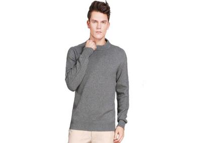 China Thick Soft O Neck Mens Pure Cashmere Jumpers Long Sleeve Knitting 7 Gauge for sale