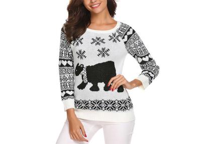 China Custom Round Neck Reindeer Ugly Sweater , Womens Christmas Sweaters Europe Style for sale