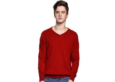 China Minimalistic V Neck Cashmere Sweater , Mens Cashmere Jumpers Plain Jacquard for sale