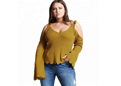 China Sexy Drop Shoulder Cozy Knit Sweater Trumpet Sleeve Tops US14 - 20 Oversized for sale