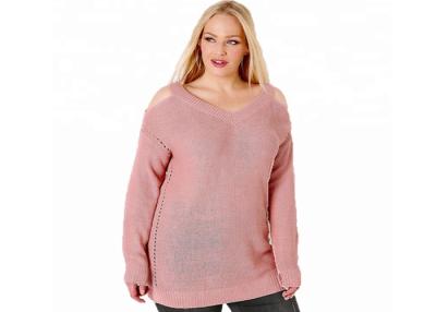 China Women Hollowed Oversized Knit Sweaters , Long Pullover Sweaters Pink / Green for sale