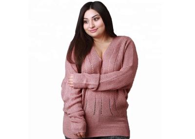 China Hollow Oversized V Neck Sweater Polyester / Cotton Materials Regular Sleeve for sale