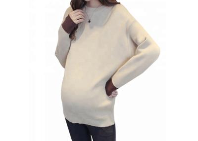 China Long Sleeve Maternity Knit Sweater Round Neck Natural Color Style Anti UV for sale