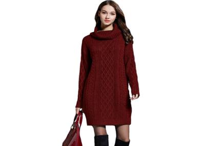 China Turtleneck Womens Cable Knit Sweater , Womens Sweater Dress Pure Color for sale