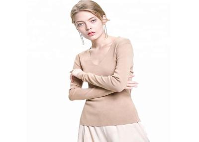 China Thin Tight V Neck Pullover Sweater Women's , Woolen Sweater For Ladies Fine Workmanship for sale