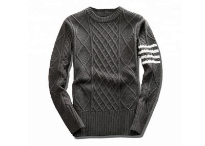 China Spring Round Neck White Knit Pullover Sweater Stripe Long Sleeve Rib Him For Men for sale