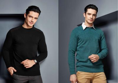 China Mens Round Neck Long Sleeve Handcraft Sweaters Pure Cashmere Sweaters for sale