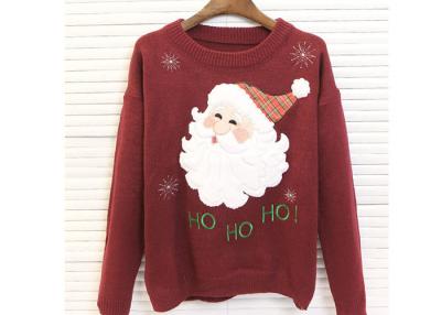 China Round Neck Acrylic Lady Ugly Christmas Sweater Embroidered Pattern For Women for sale